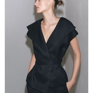 Zara Black Linen Vest ZW Collection